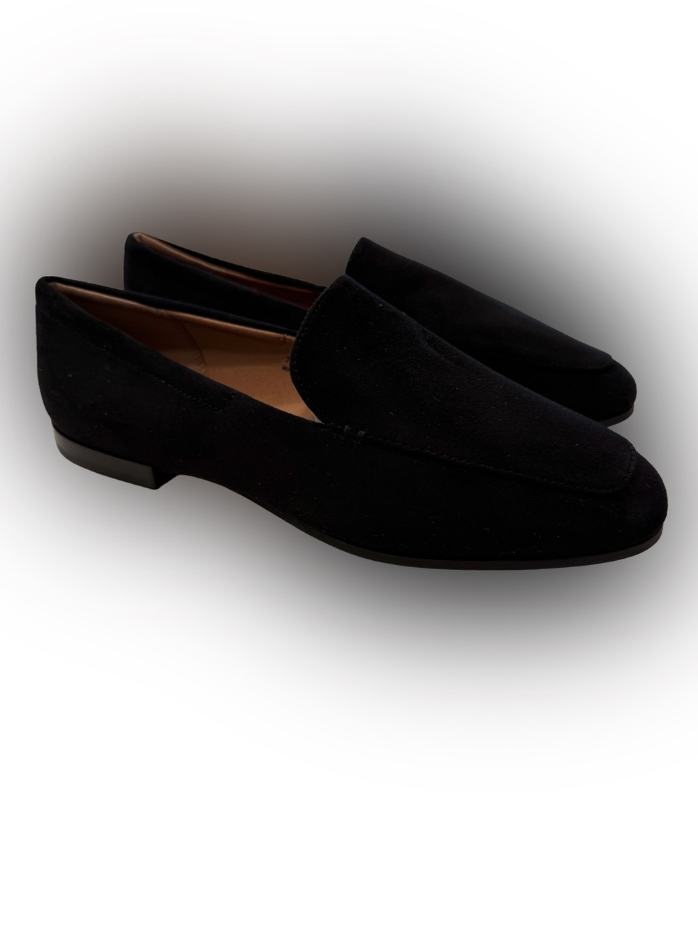 Paolo Linea Women’s Black Suede Slip In Loafers Sleek Square Toe Sz 7 NEW